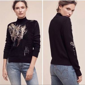 Anthropologie Knitted and Knotted sequence Sweater